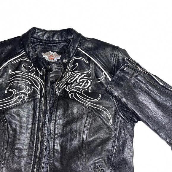 Harley-Davidson Other - Harley-Davidson Women's Small Leather Motorcycle Jacket with Embroidered Design